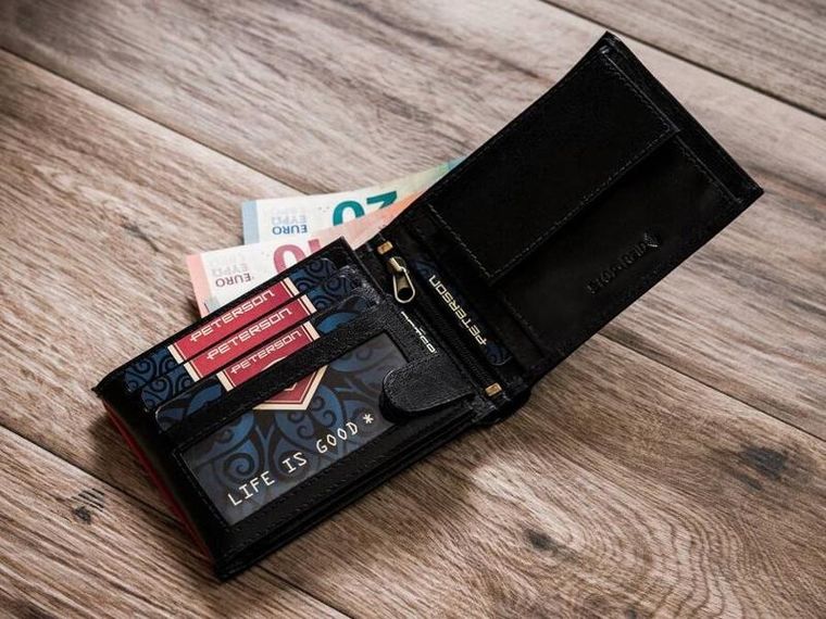 Portfel, czarny, skórzany, RFID, Peterson