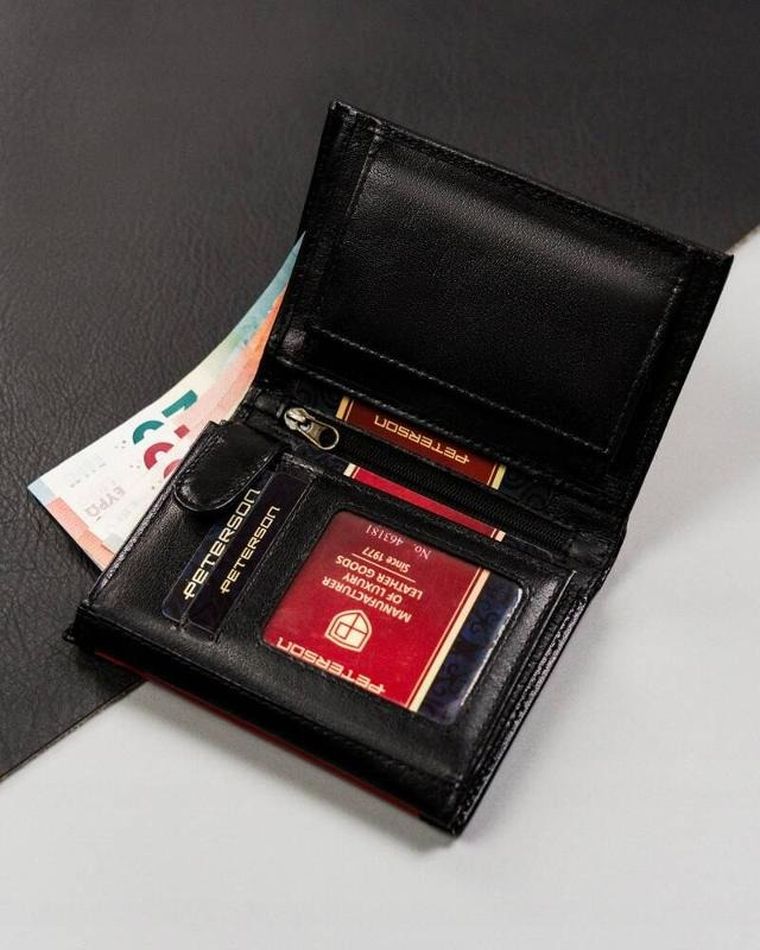 Portfel, czarny, skórzany, RFID, Peterson