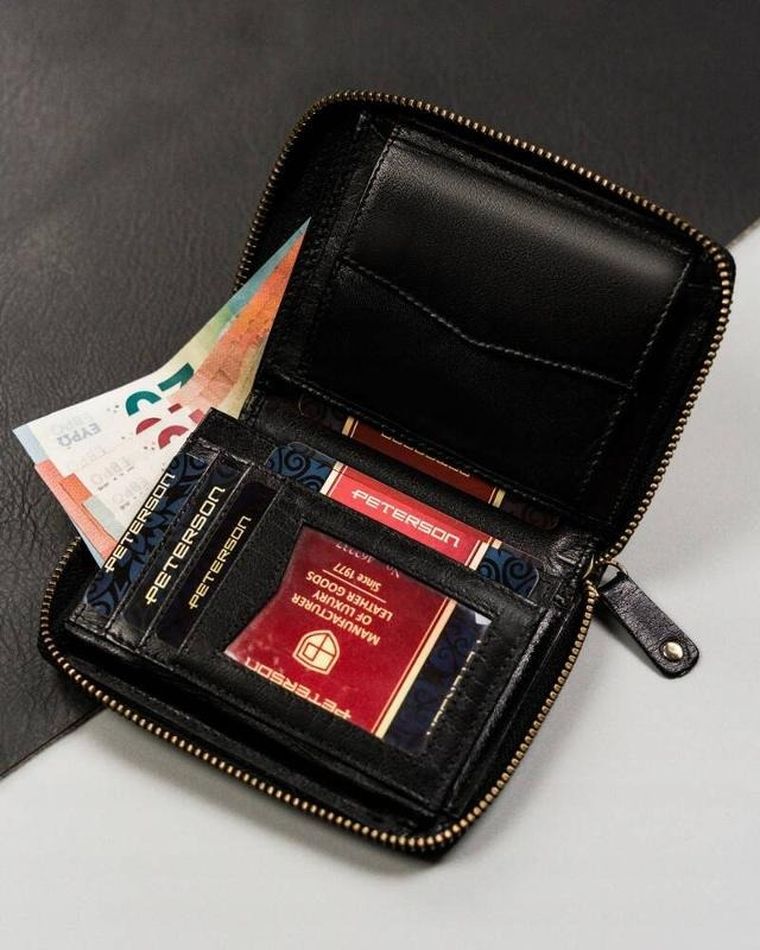 Portfel, czarny, skórzany, RFID, Peterson