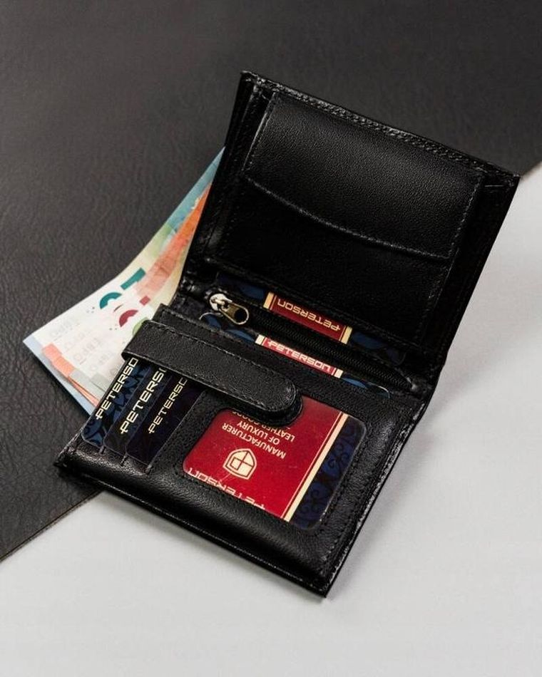 Portfel, czarny, skórzany, RFID, Peterson