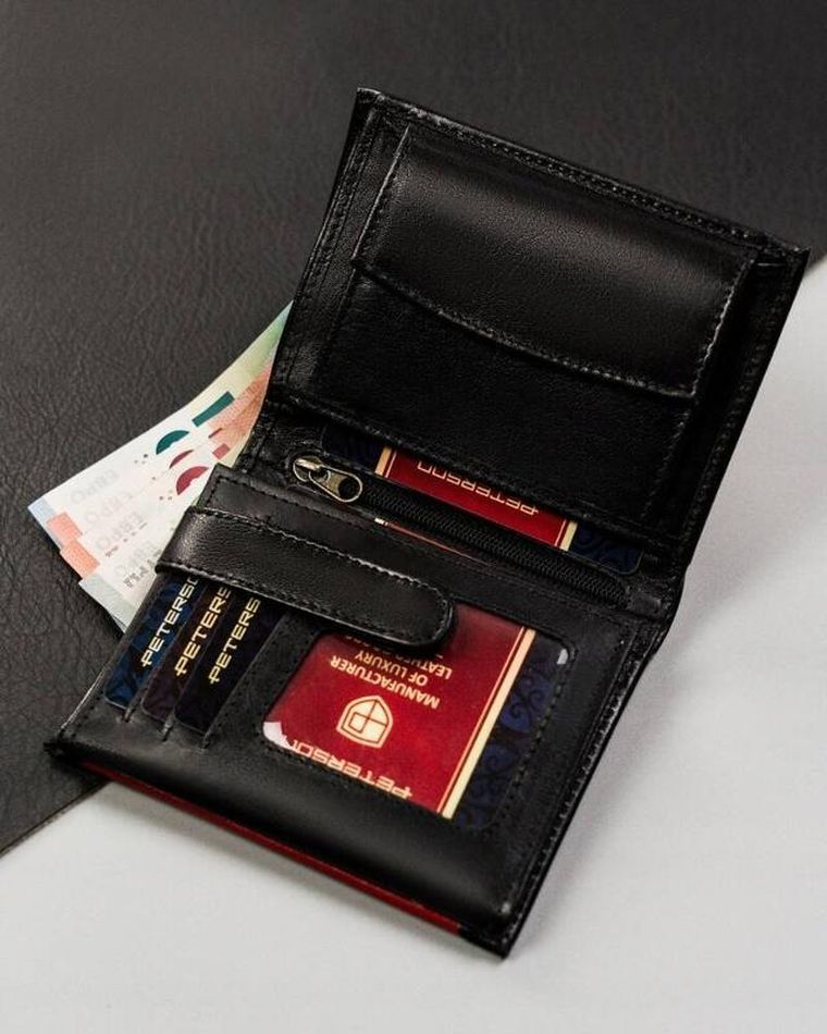 Portfel, czarny, skórzany, RFID, Peterson