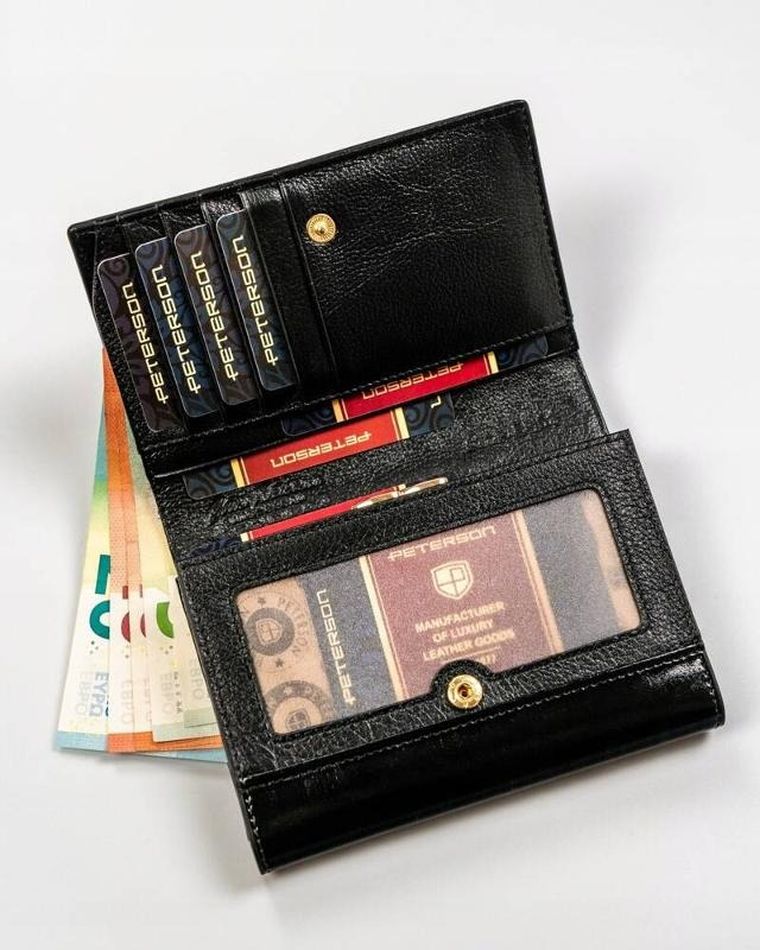 Portfel, czarny, skórzany, RFID, Peterson