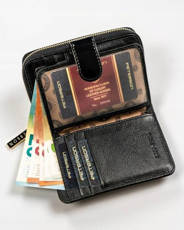 Portfel, czarny, skórzany, RFID, Peterson