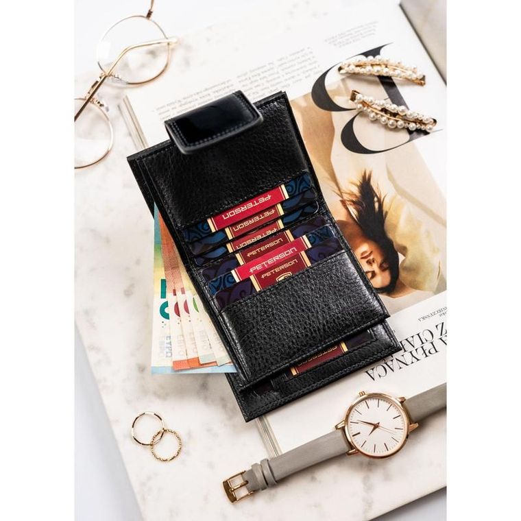 Portfel, czarny, skórzany, RFID, Peterson