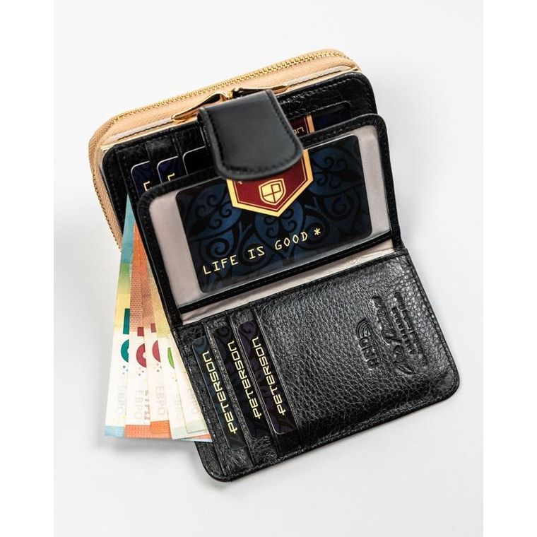 Portfel, czarny, skórzany, RFID, Peterson