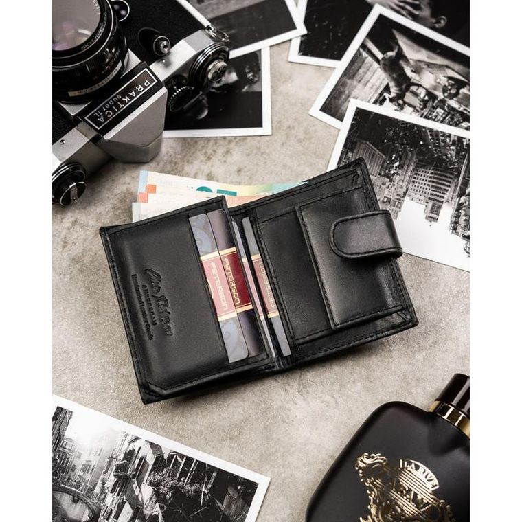 Portfel, czarny, skórzany, RFID, Peterson