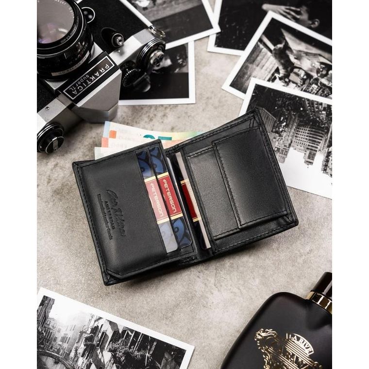 Portfel, czarny, skórzany, RFID, Peterson