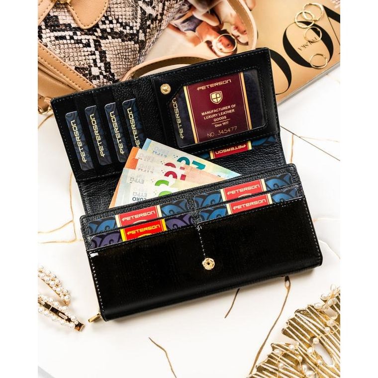 Portfel, czarny, skórzany, RFID, Peterson