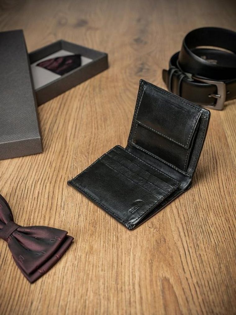 Portfel, czarny, skórzany, RFID, Pierre Andreus