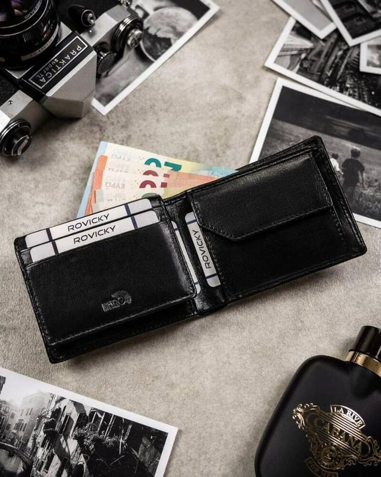 Portfel, czarny, skórzany, RFID, Pierre Andreus