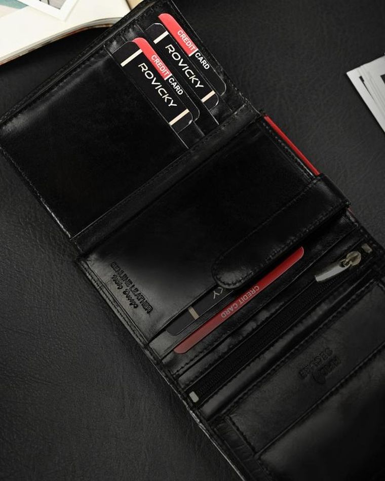 Portfel, czarny, skórzany, RFID, Ronaldo