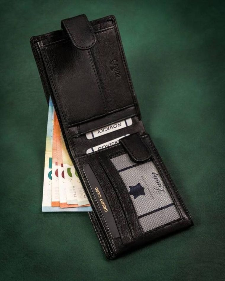 Portfel, czarny, skórzany, RFID, Rovicky