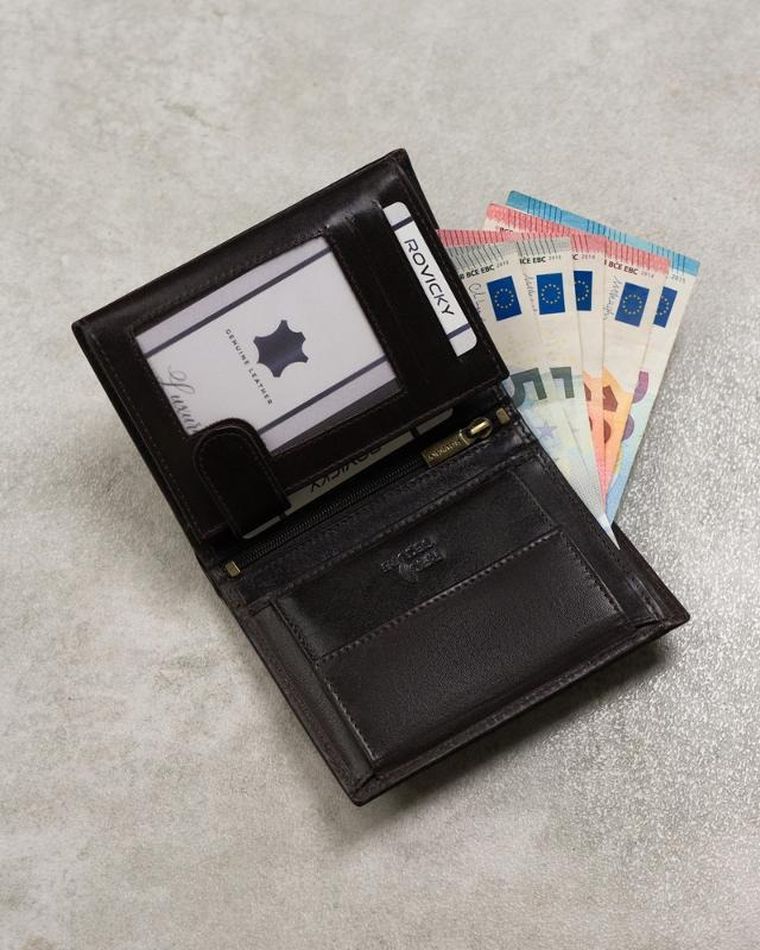 Portfel, czarny, skórzany, RFID, Rovicky