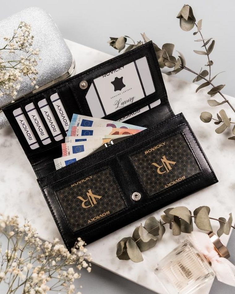 Portfel, czarny, skórzany, RFID, Rovicky