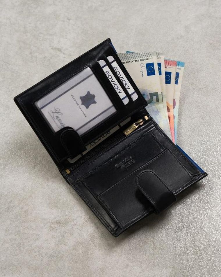 Portfel, czarny, skórzany, RFID, Rovicky