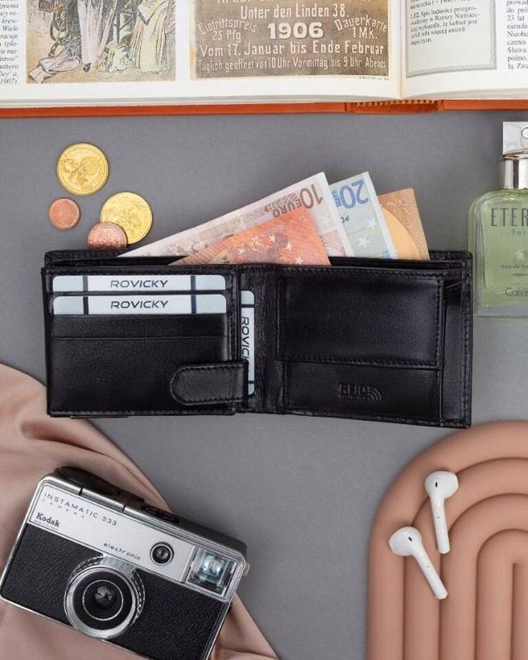 Portfel, czarny, skórzany, Ronaldo