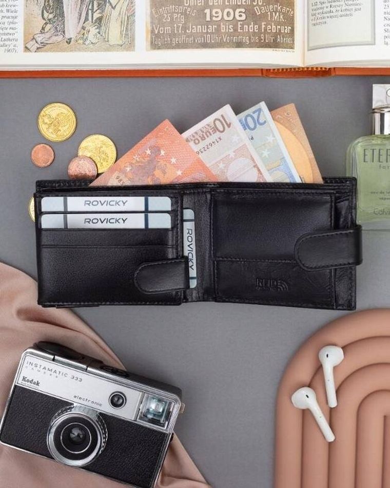 Portfel, czarny, skórzany, Ronaldo