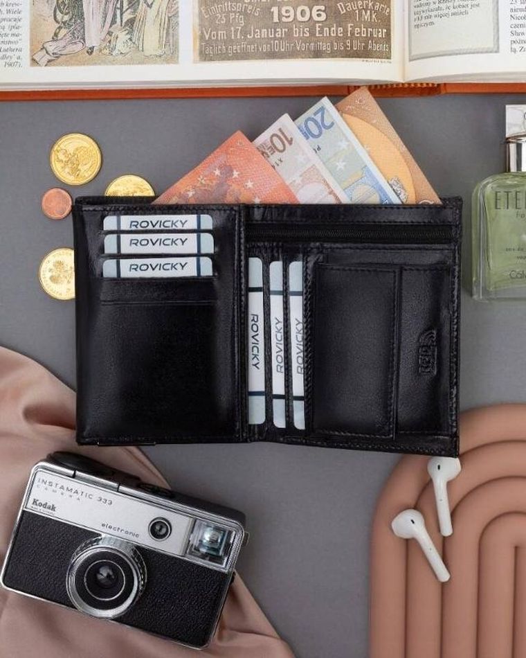 Portfel, czarny, skórzany, Ronaldo