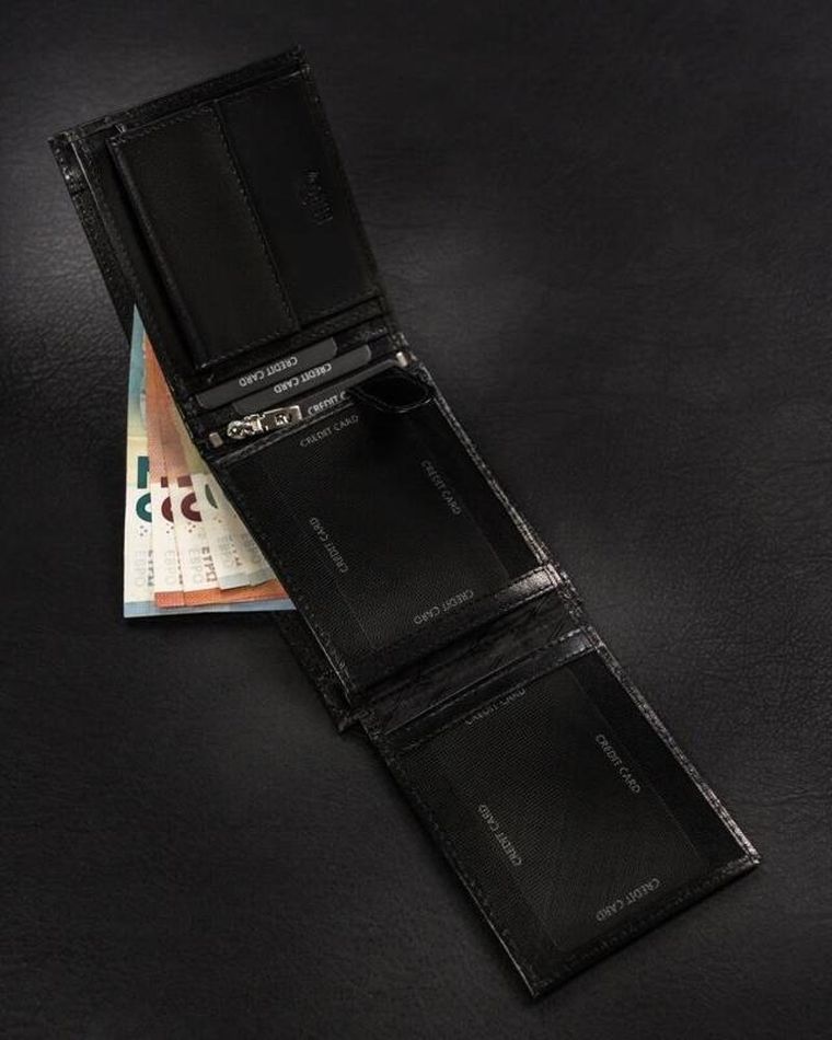 Portfel, czarny, skórzany, Rovicky