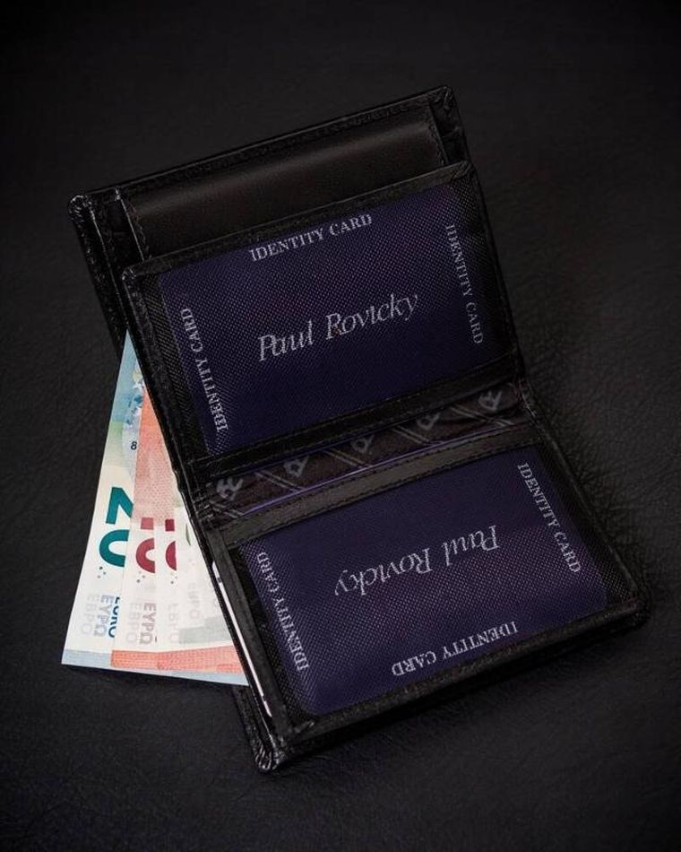 Portfel, czarny, skórzany, Rovicky