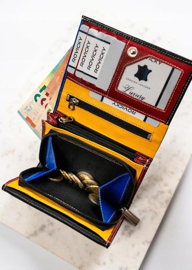 Portfel, czarny, skórzany, Rovicky