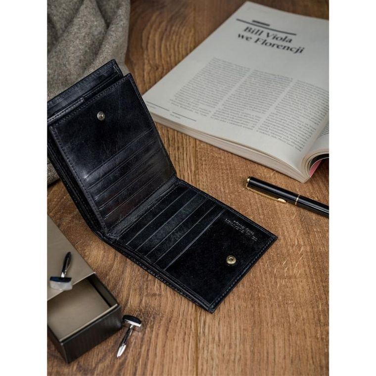 Portfel, czarny, skórzany, Rovicky