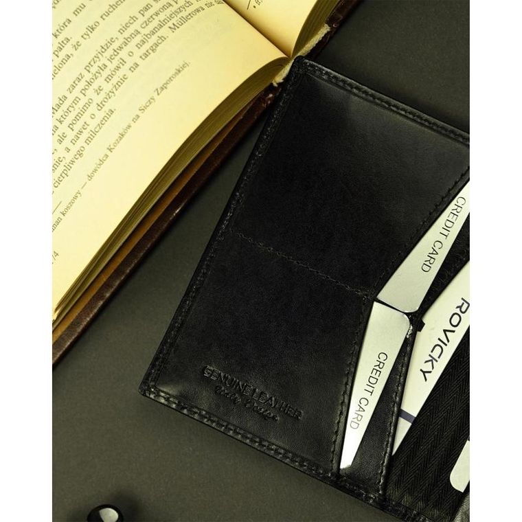 Portfel, czarny, skórzany, Rovicky