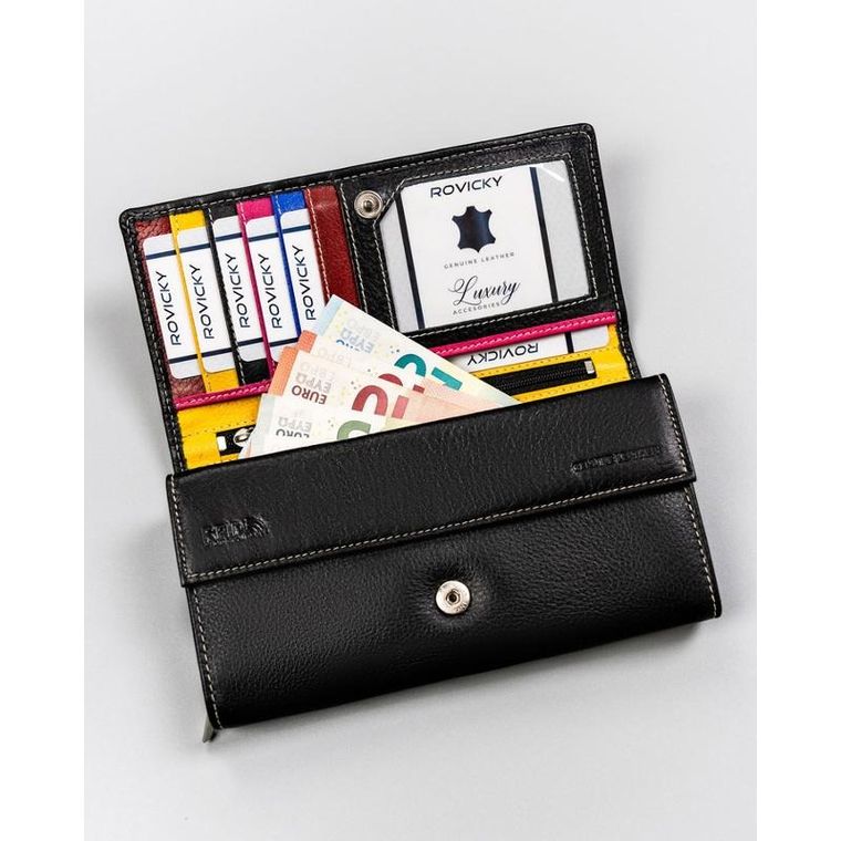 Portfel, czarny, skórzany, Rovicky