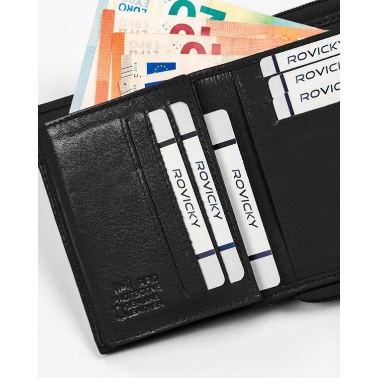 Portfel, czarny, skórzany, Rovicky