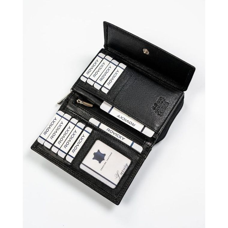 Portfel, czarny, skórzany, Rovicky