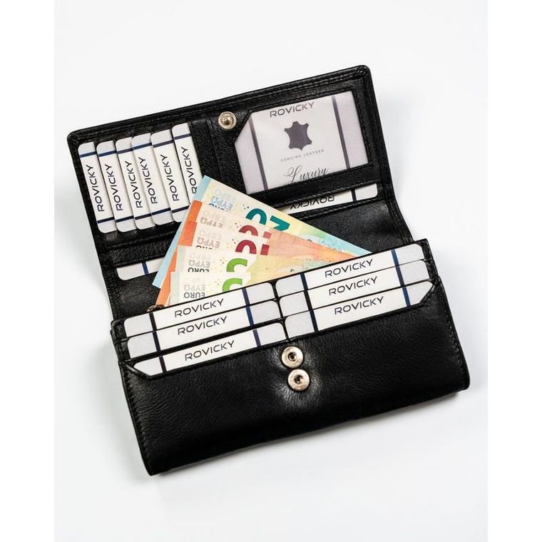 Portfel, czarny, skórzany, Rovicky