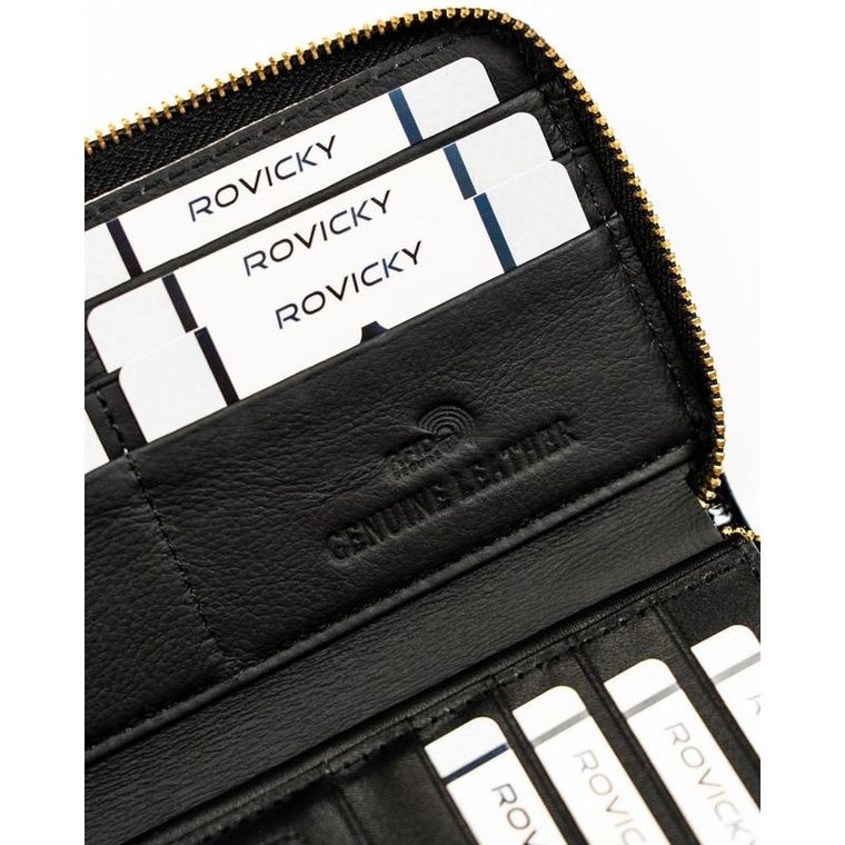 Portfel, czarny, skórzany, Rovicky
