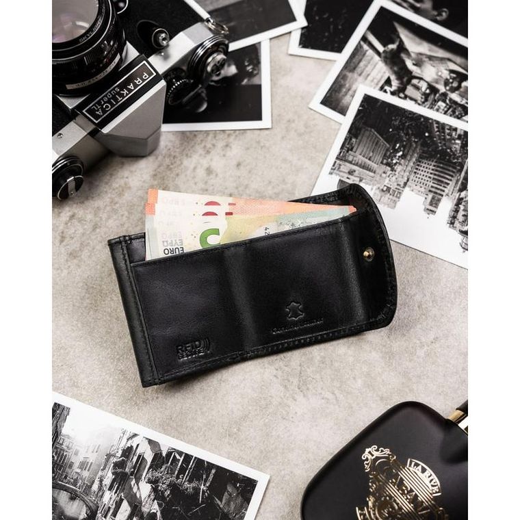 Portfel, czarny, skórzany, Rovicky