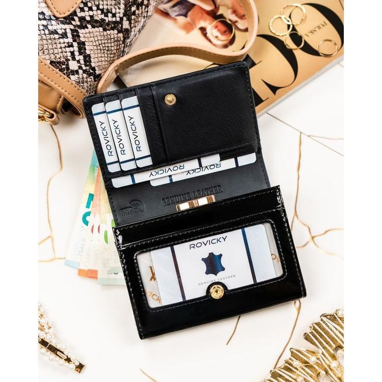 Portfel, czarny, skórzany, Rovicky