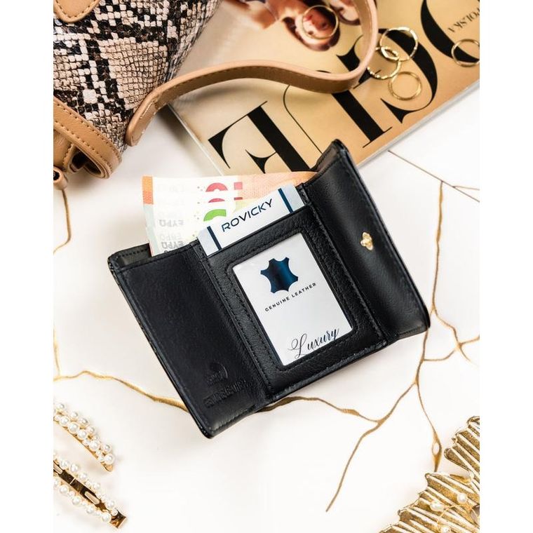 Portfel, czarny, skórzany, Rovicky