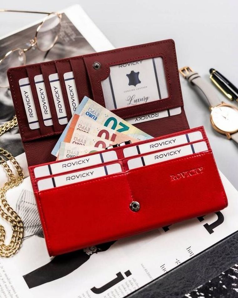 Portfel, czerwony, RFID, Rovicky