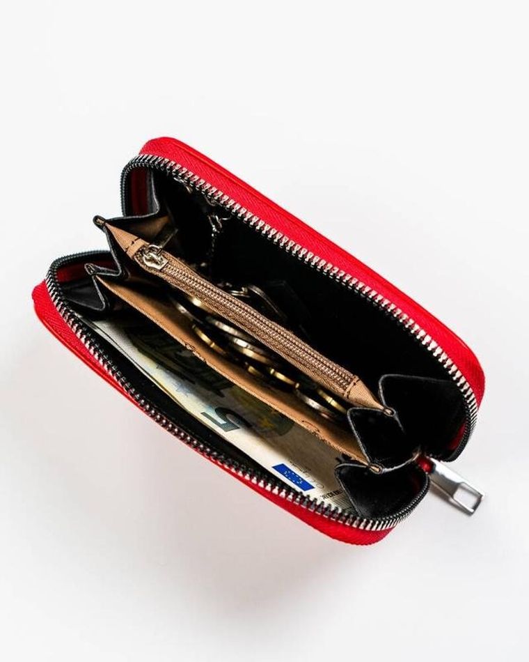 Portfel, czerwony, skóra eklogiczna, Cavaldi