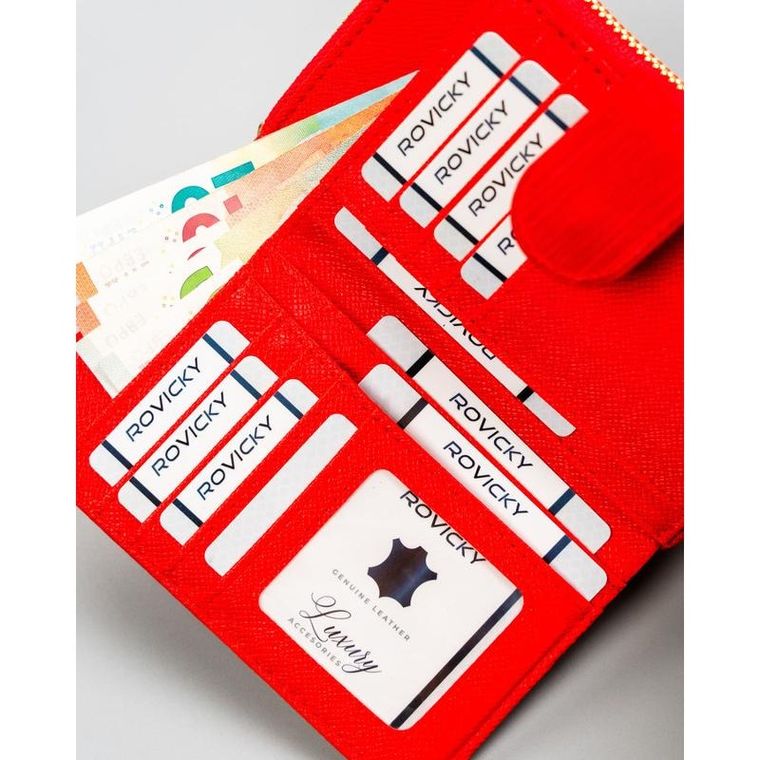 Portfel, czerwony, skóra ekologiczna, 4U Cavaldi