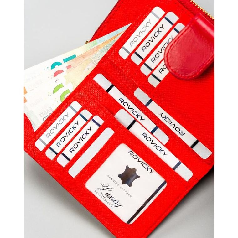 Portfel, czerwony, skóra ekologiczna, 4U Cavaldi