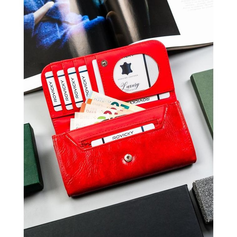 Portfel, czerwony, skóra ekologiczna, 4U Cavaldi