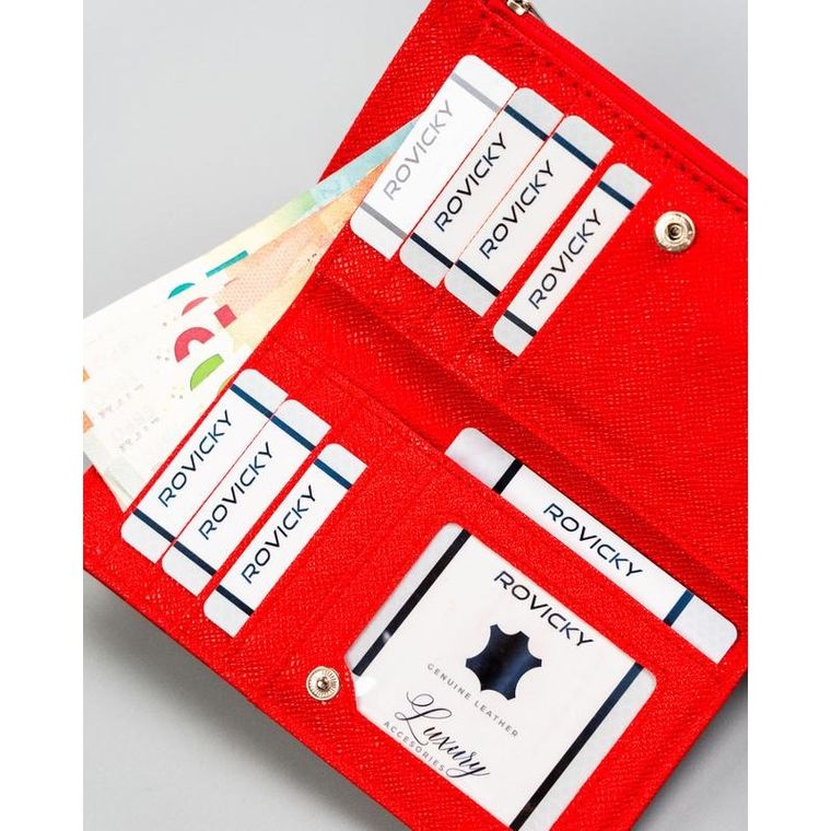 Portfel, czerwony, skóra ekologiczna, 4U Cavaldi