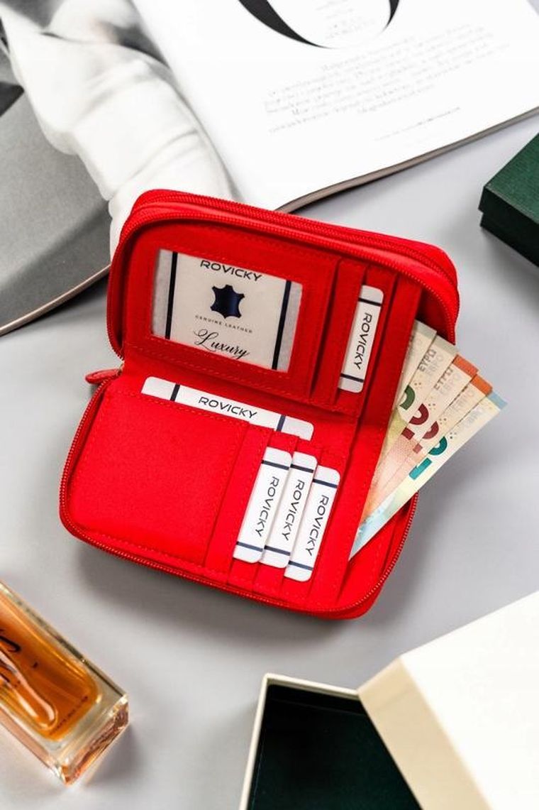 Portfel, czerwony, skóra ekologiczna, Cavaldi