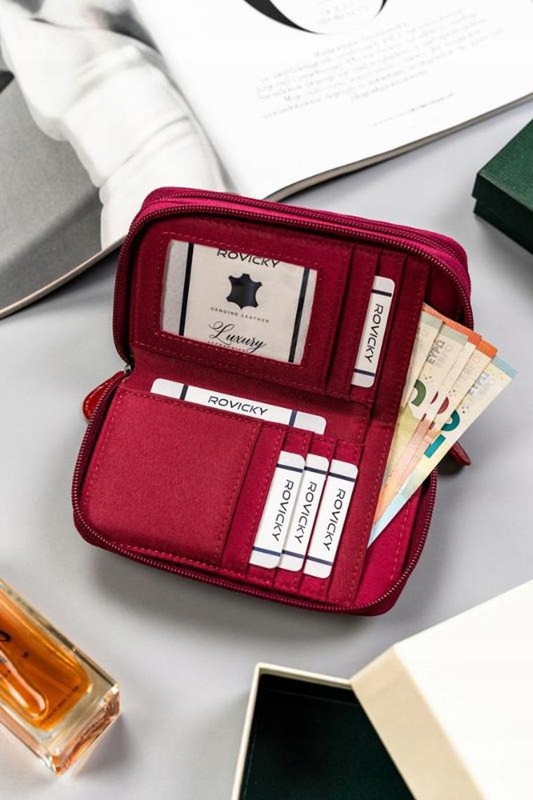 Portfel, czerwony, skóra ekologiczna, Cavaldi