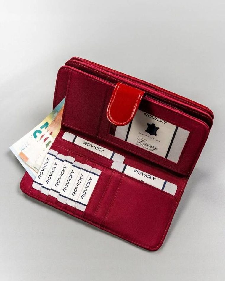 Portfel, czerwony, skóra ekologiczna, Cavaldi