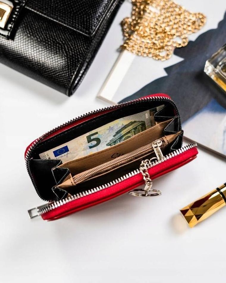 Portfel, czerwony, skóra ekologiczna, Cavaldi