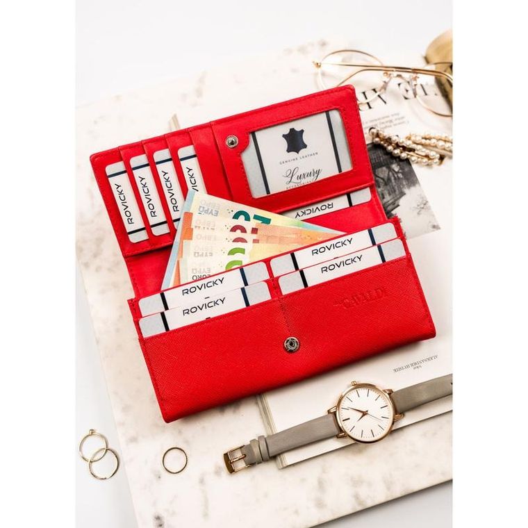 Portfel, czerwony, skóra ekologiczna, Cavaldi