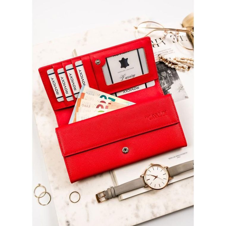 Portfel, czerwony, skóra ekologiczna, Cavaldi