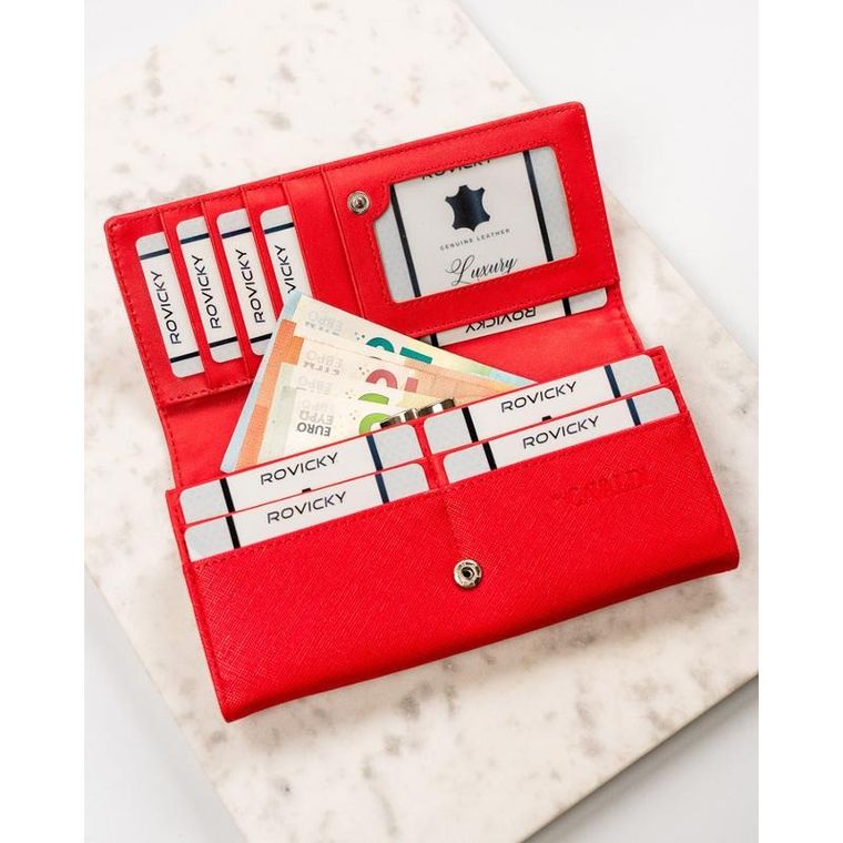 Portfel, czerwony, skóra ekologiczna, Cavaldi