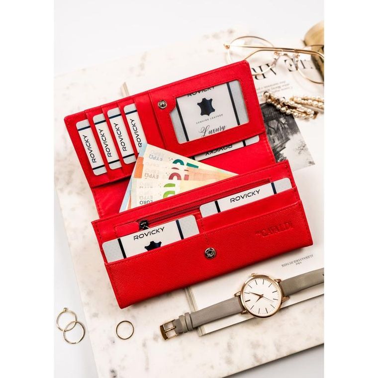 Portfel, czerwony, skóra ekologiczna, Cavaldi