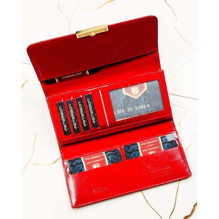 Portfel, czerwony, skóra ekologiczna, Peterson